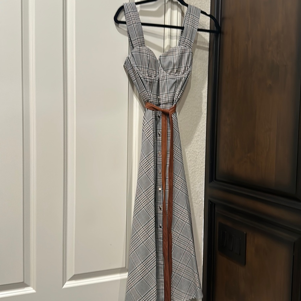 Staud checkers midi dress